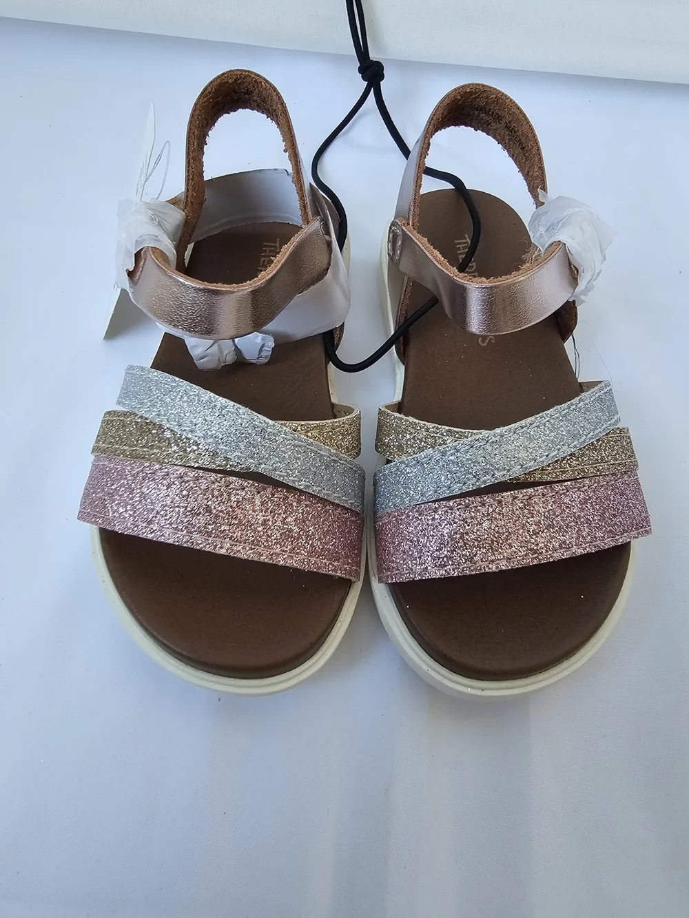 NWT Thereabouts Lil Lila Glitter Sandals - Toddler Size 6M - Rose Gold Multi